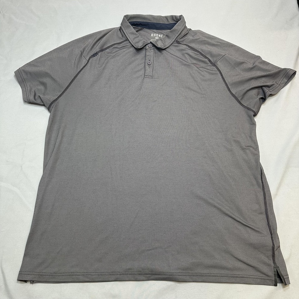 Rhone Delta Pique Polo Shirt Mens 2XL Gray Tagless Breathable Atheleisure Golf